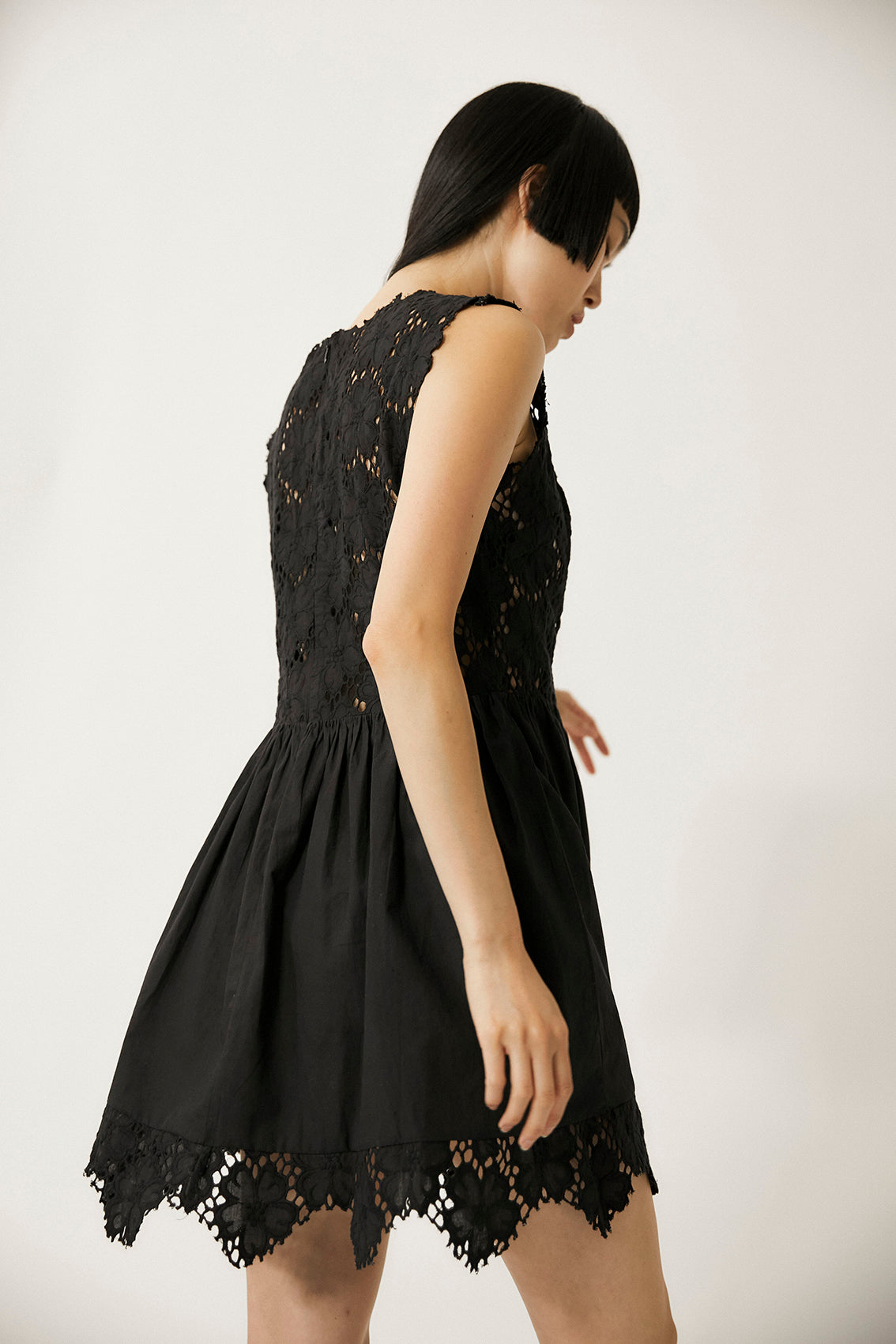 Misisipi Cutwork Embroidery Dress | Black