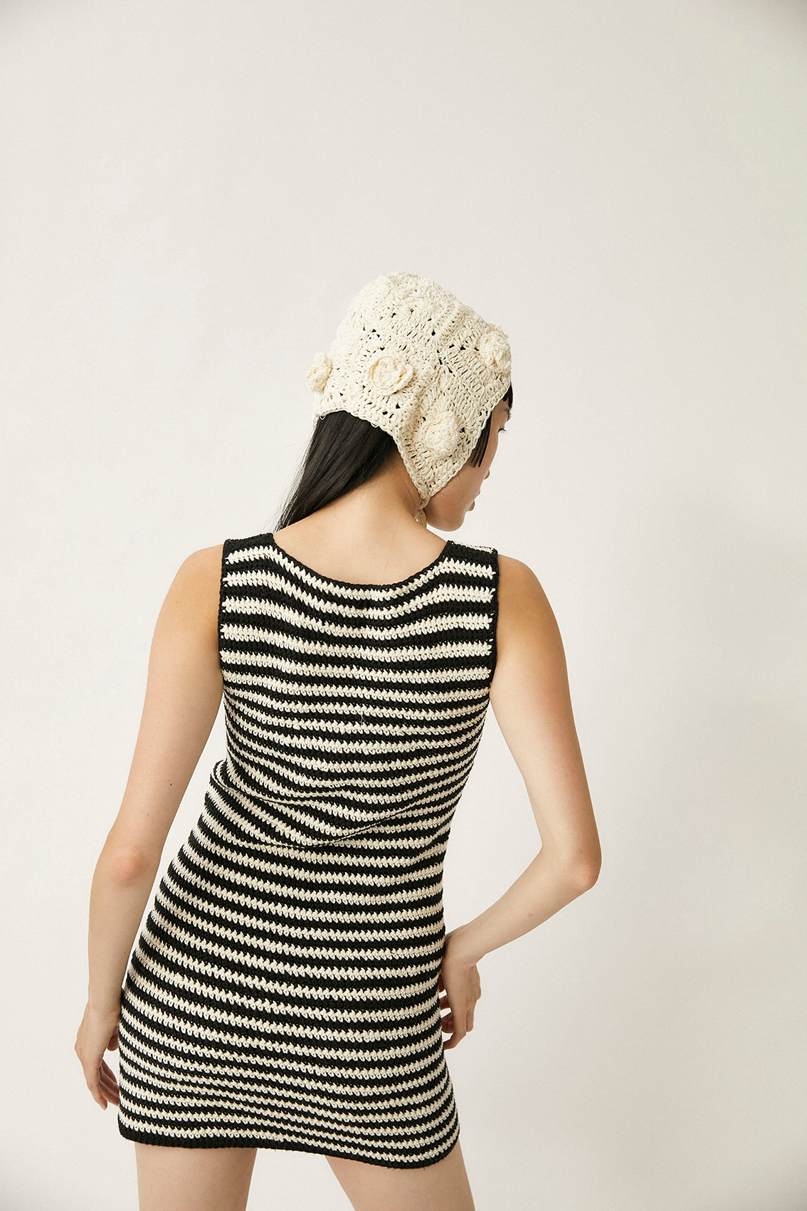Zafiro Crochet Mini Dress | Black & White