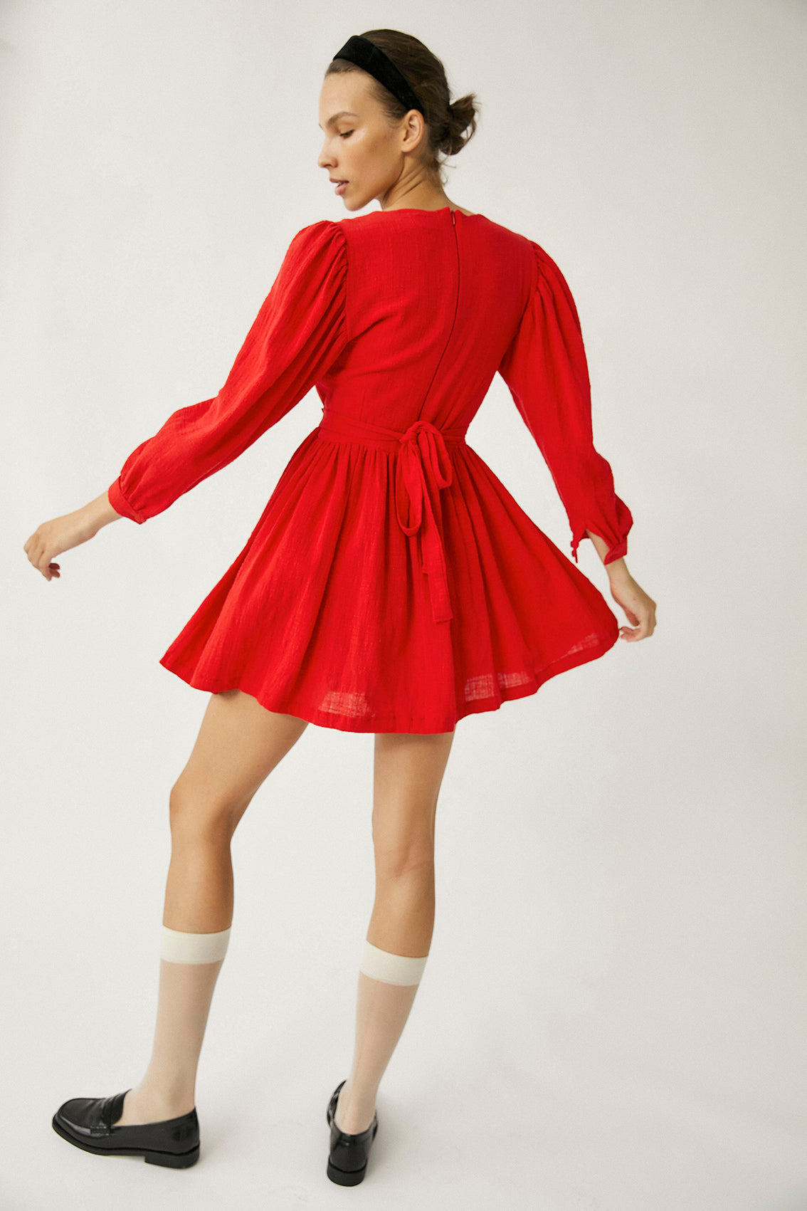 Tana Embroidered Dress | Red