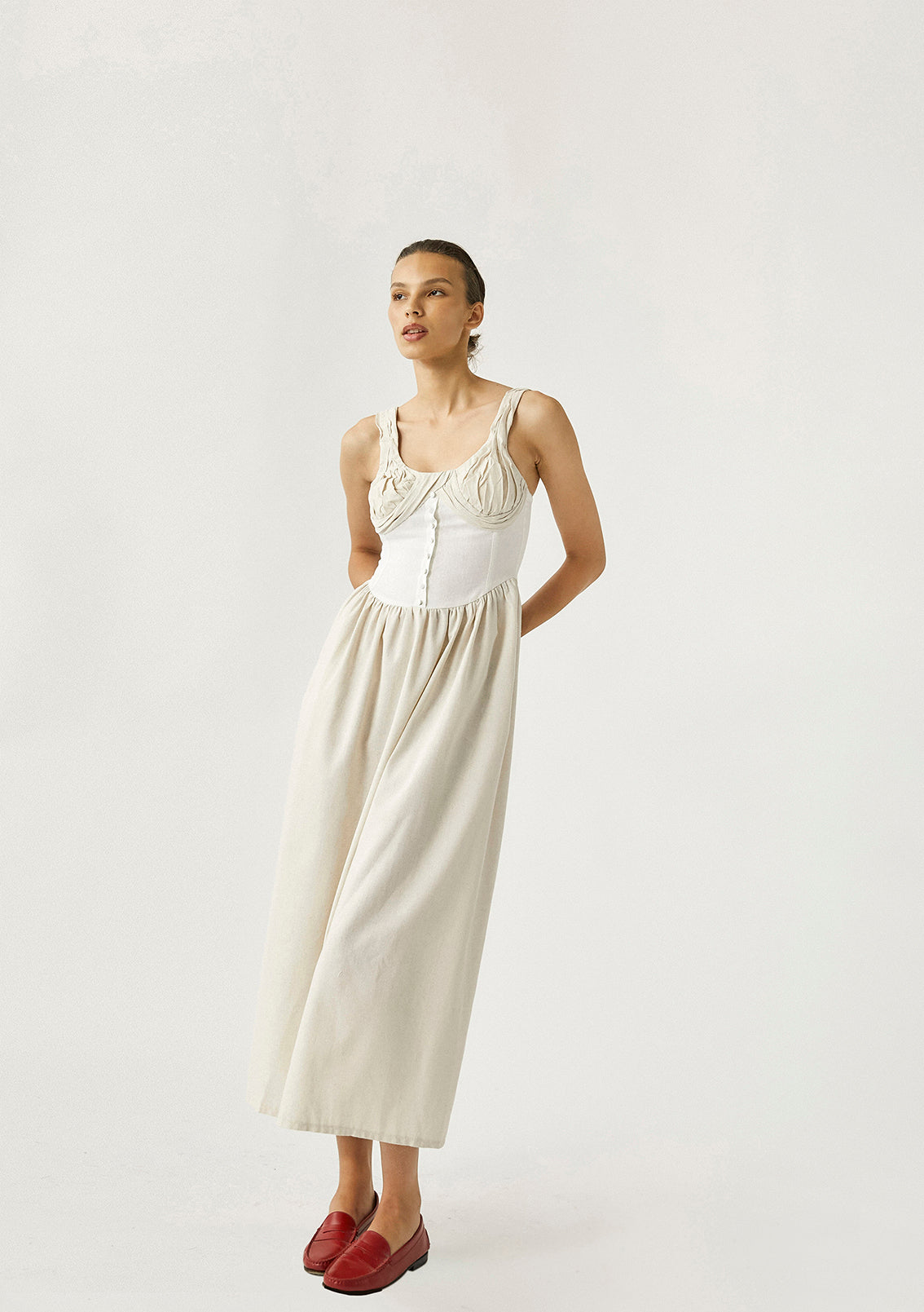 Nasser Dress | Beige  &  Ivory