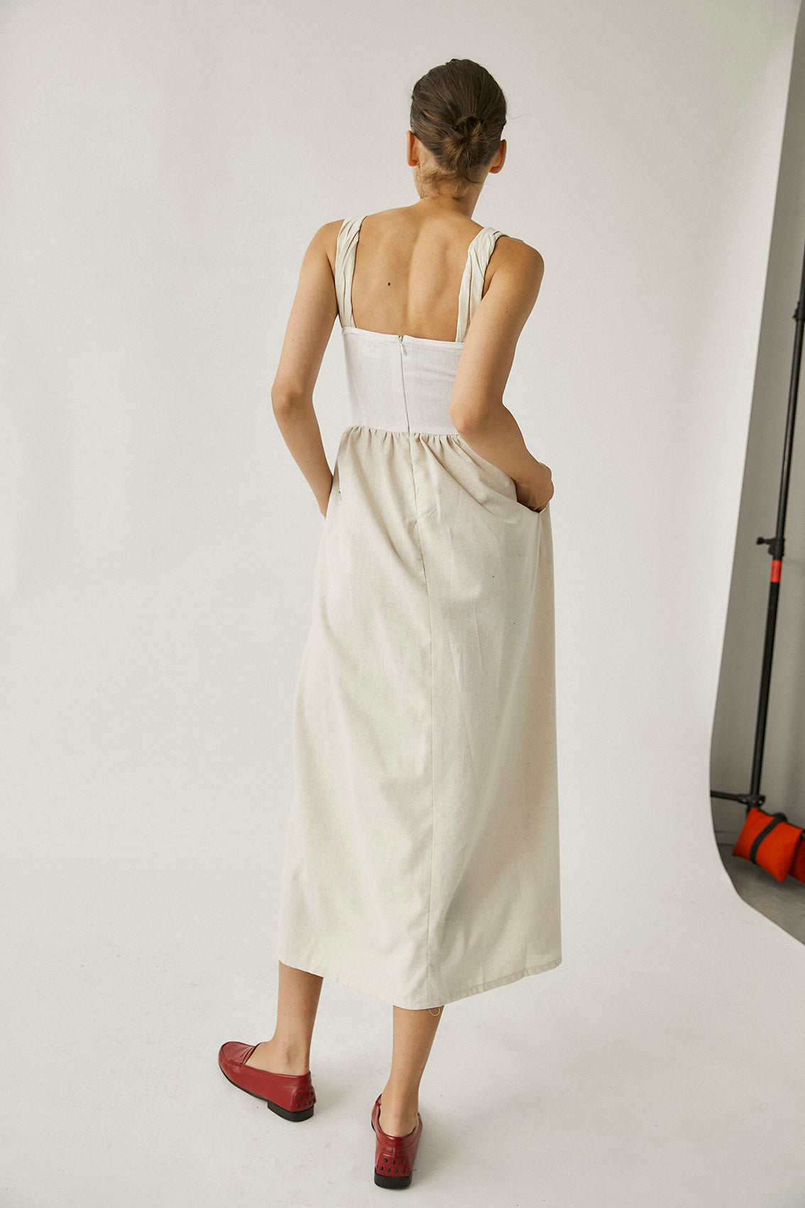 Nasser Dress | Beige  &  Ivory