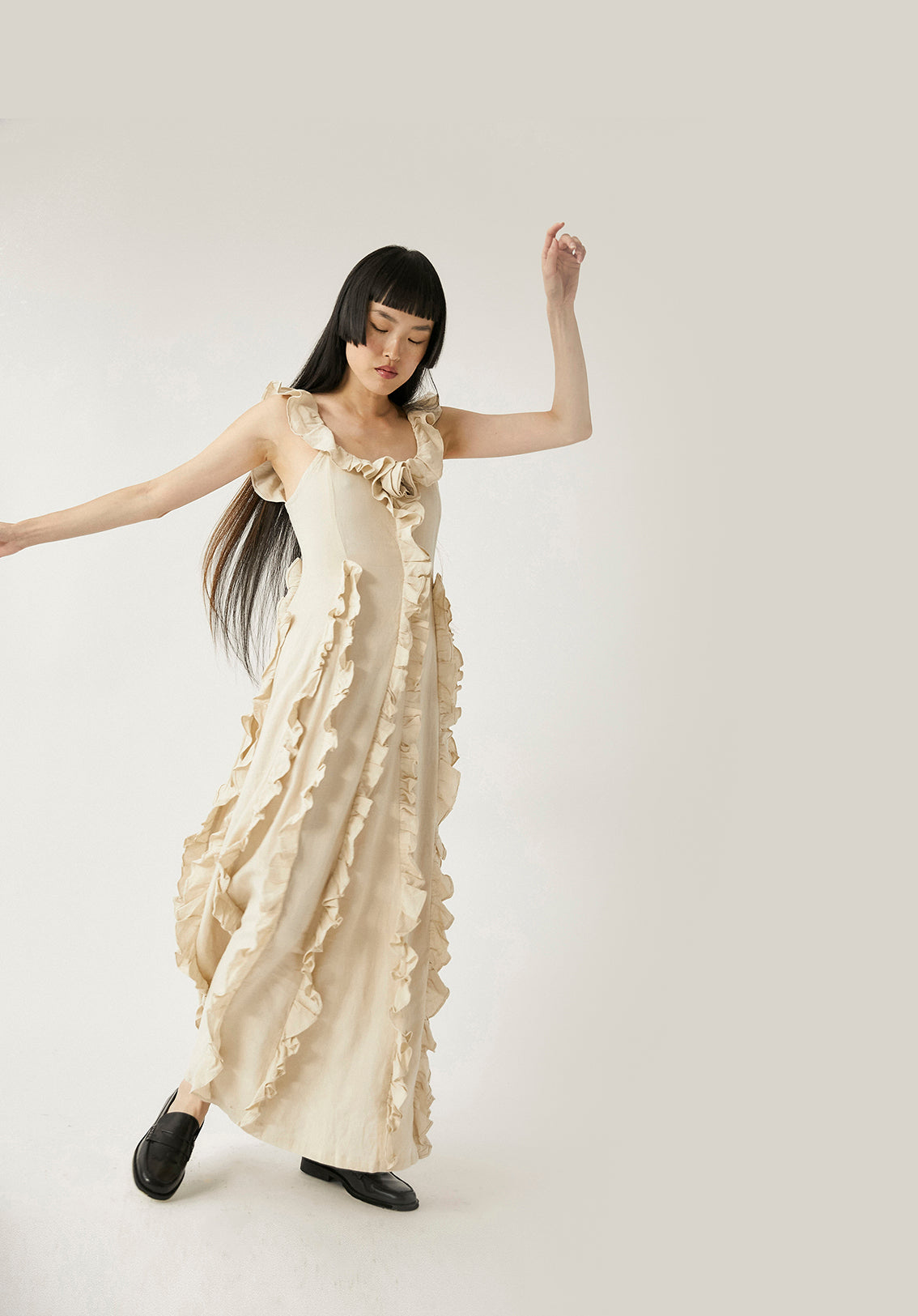 Medusa Ruffle Maxi Dress | Cream