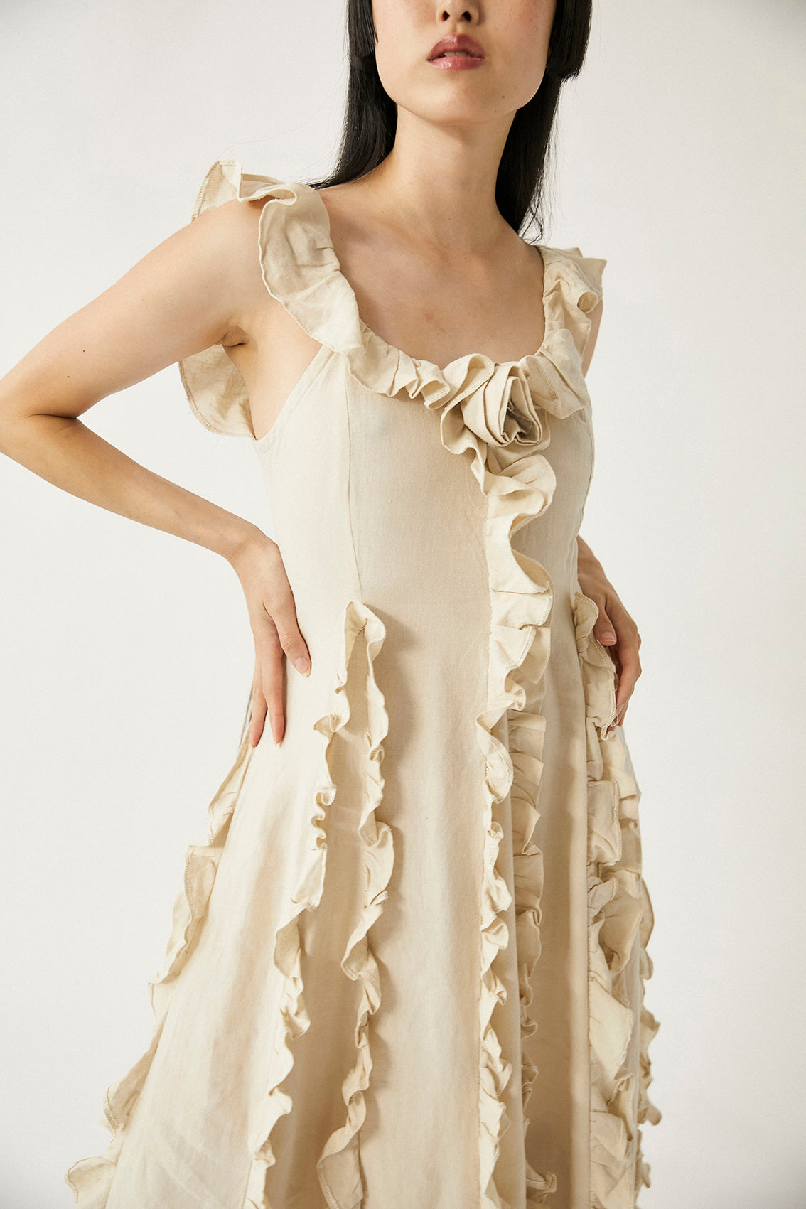 Medusa Ruffle Maxi Dress | Cream