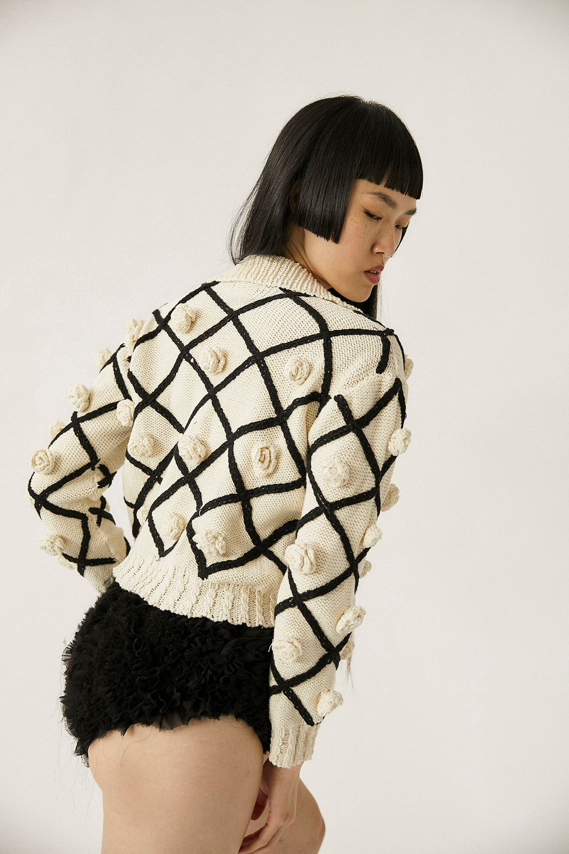Linaria Knit Cardigan | Black  &  White