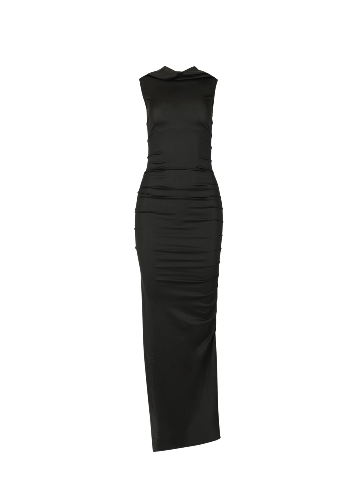 Charlie Dress in Onyx — maxi high neckline dress, front view, All My Love