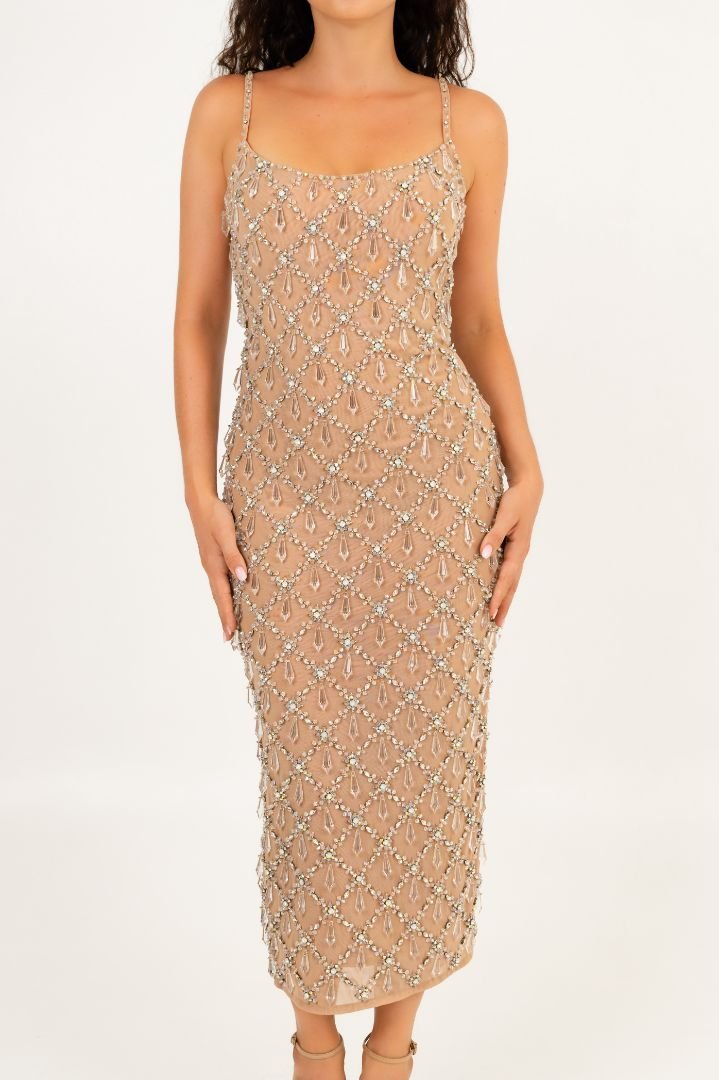 Arabella Hand Beaded Crystal Dress Multi Colour