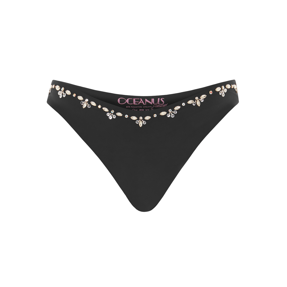 Aaliyah Hand Embroidered Black Bikini Bottom