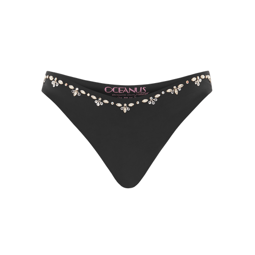 Aaliyah Hand Embroidered Black Bikini Bottom