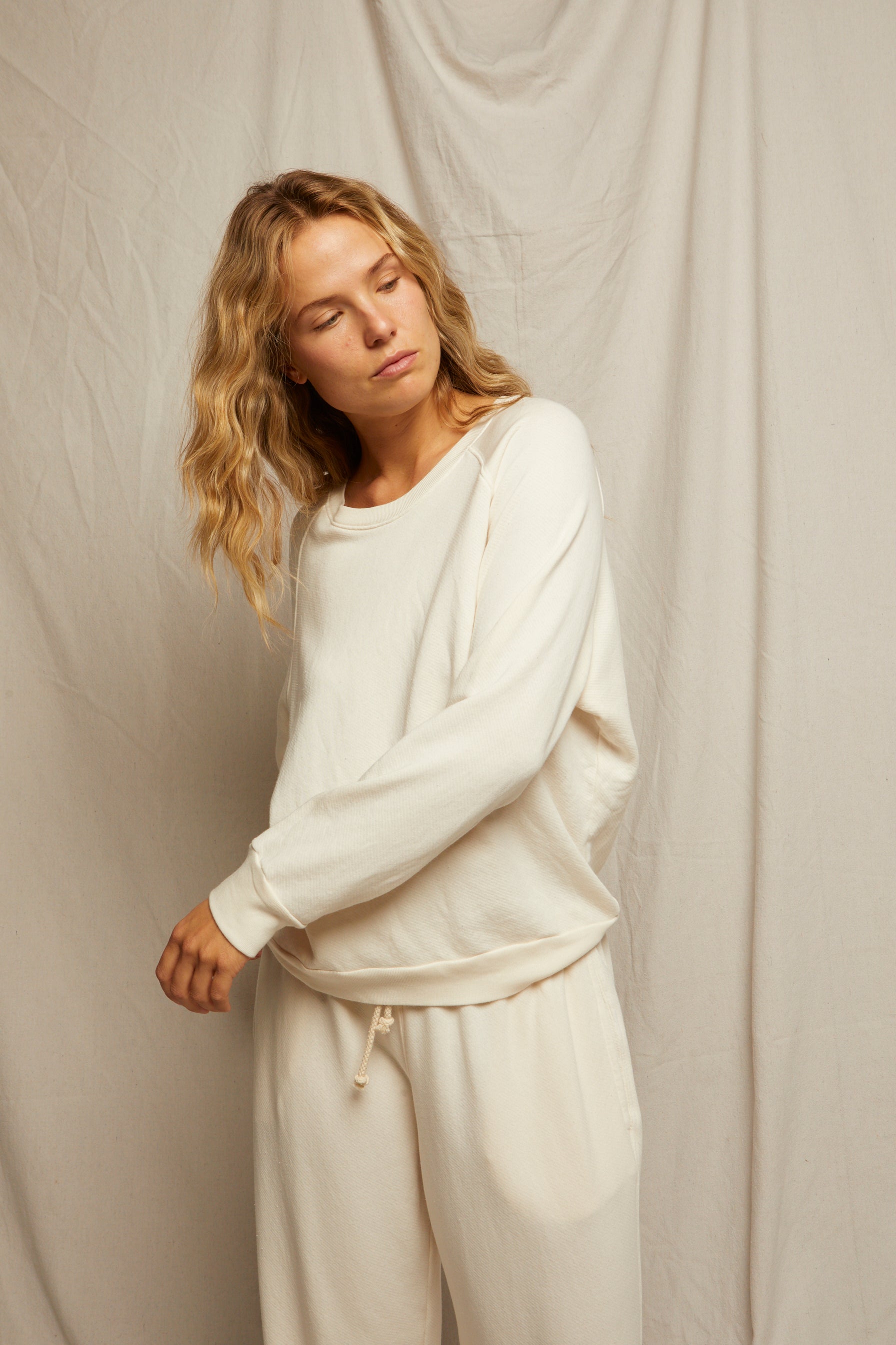 lennon cotton beach sweatshirt | bright ivory