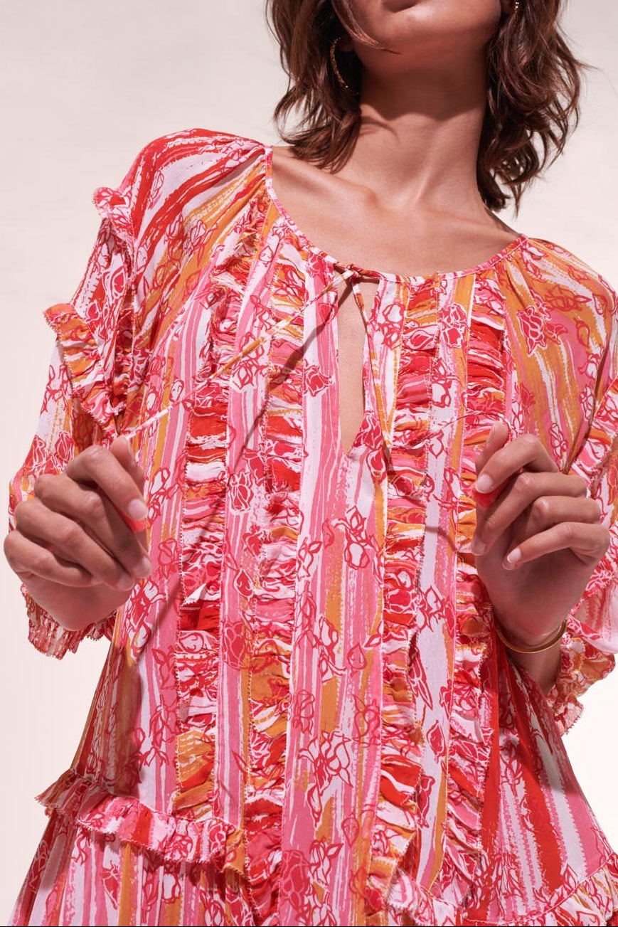 Midi Dress Amanda - Pink Tie Dye Rose - Poupette St Barth