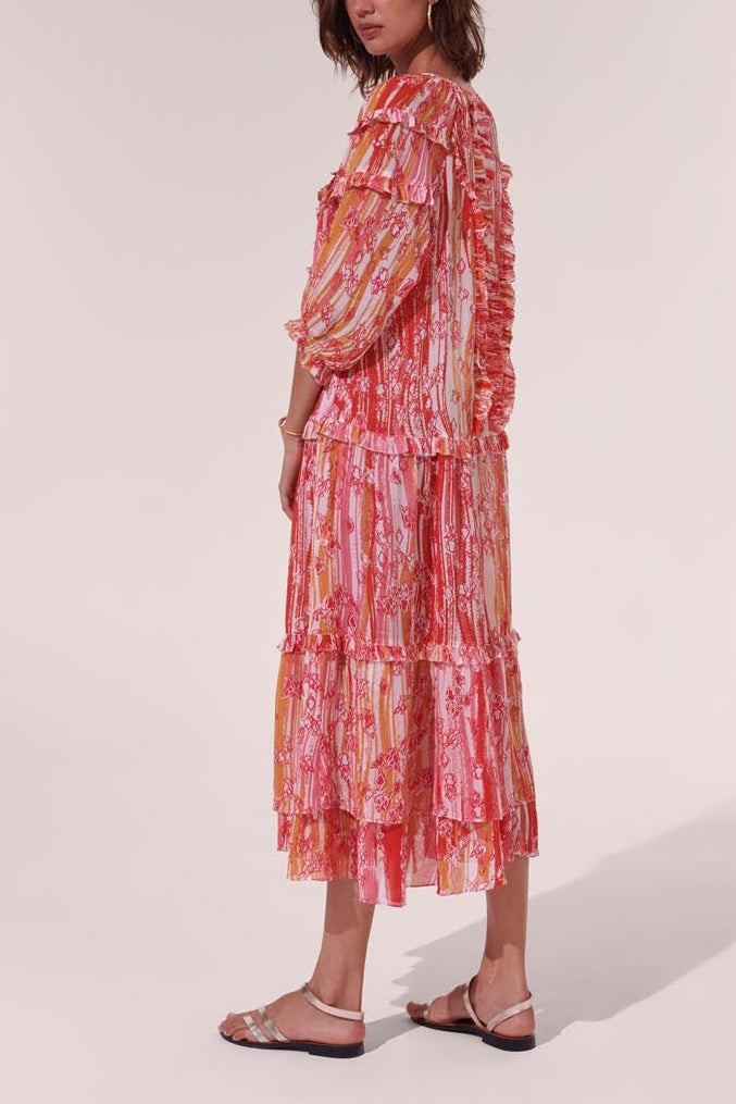 Midi Dress Amanda - Pink Tie Dye Rose - Poupette St Barth