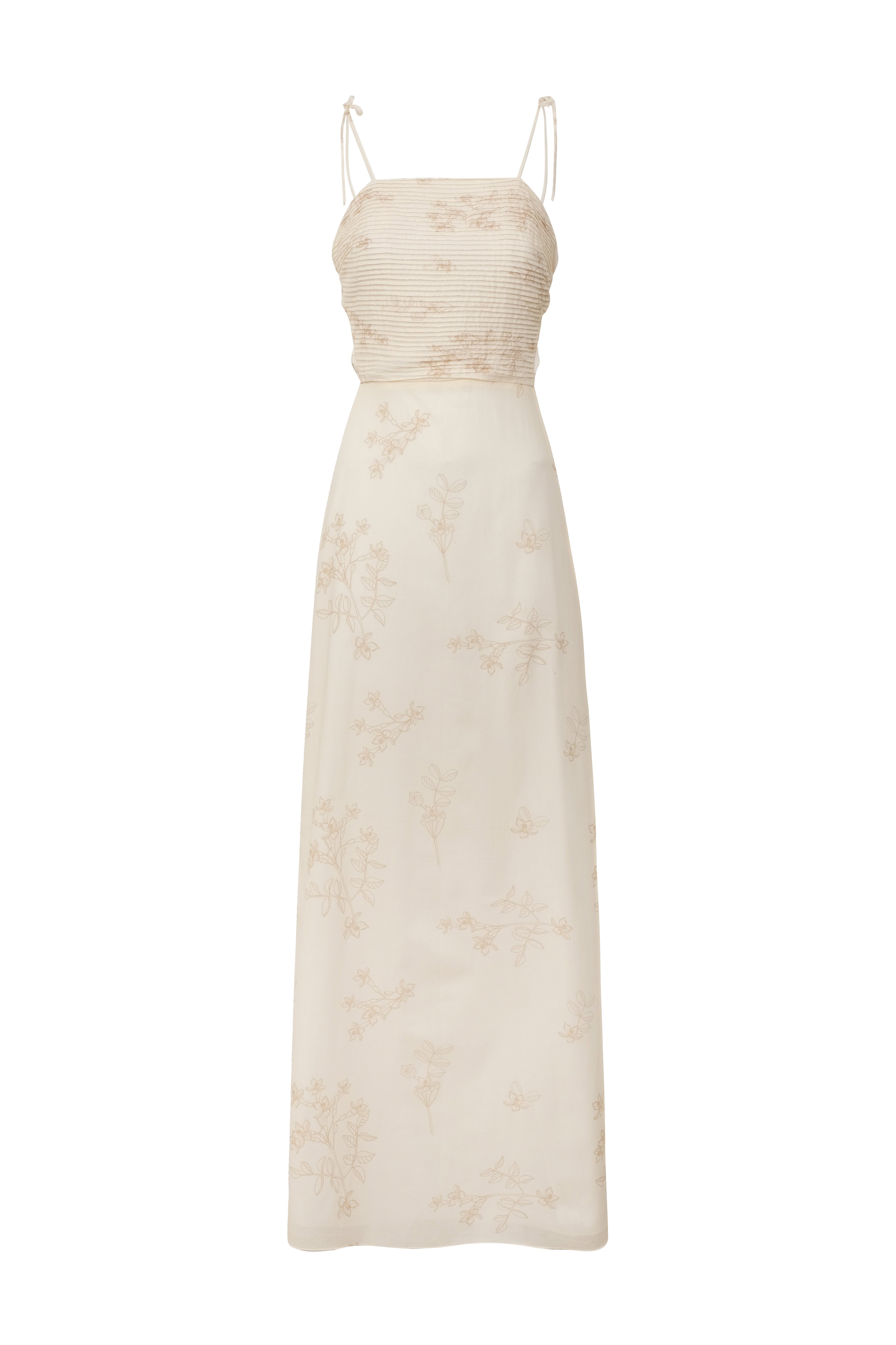 Tejada Pleated Cotton Midi Dress / Ivory Guayacan