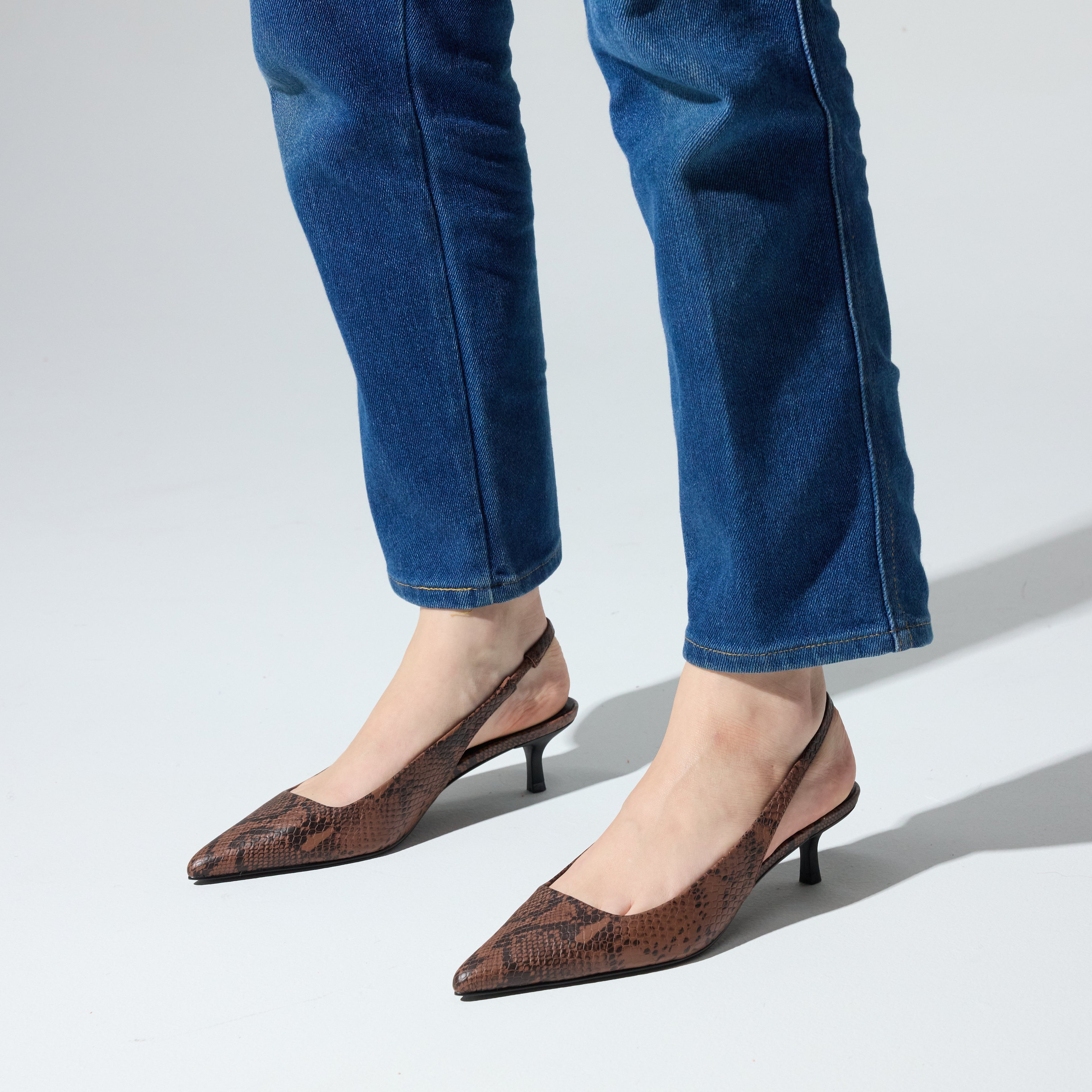 Delilah in Chocolate Snake Leather - Yosi Samra  - Women's Heels