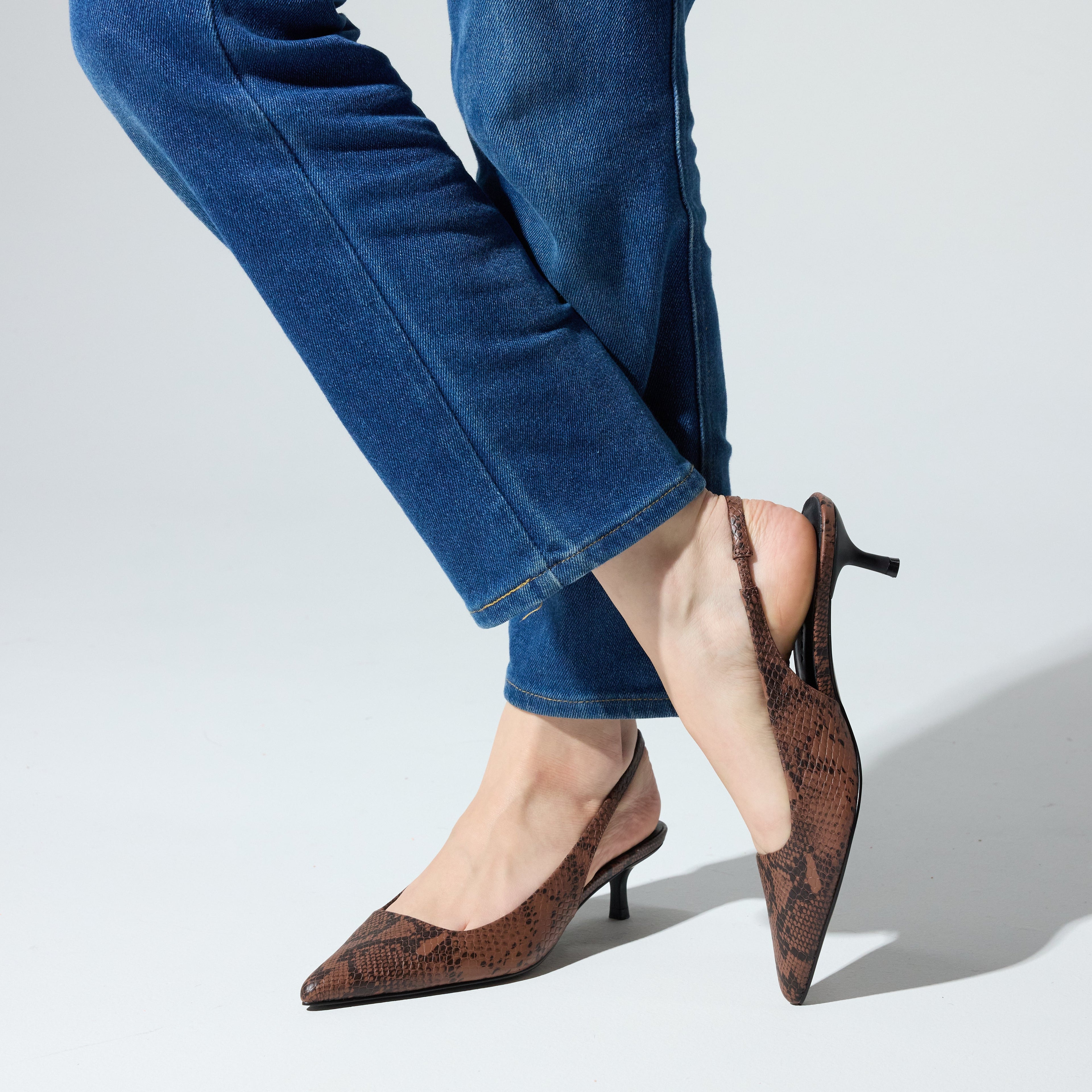 Delilah in Chocolate Snake Leather - Yosi Samra  - Women's Heels