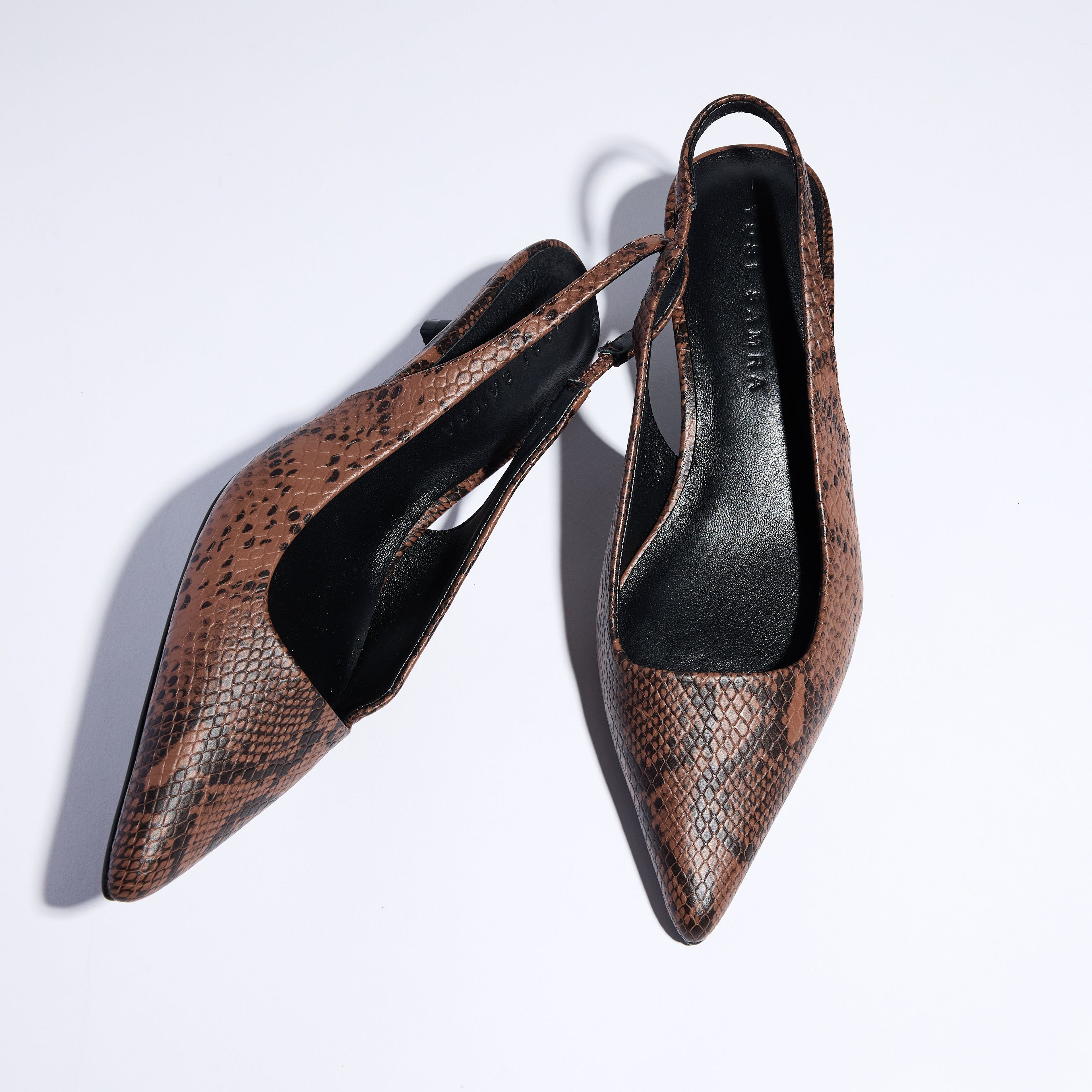 Delilah in Chocolate Snake Leather - Yosi Samra  - Women's Heels