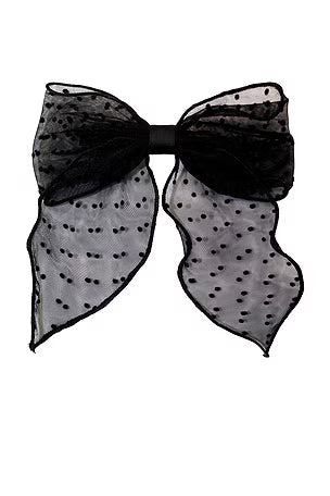 Bow Barrette in Sheer Noir