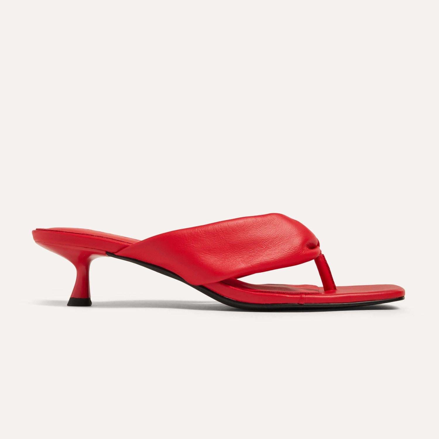 Eva Thong Kitten Heel Mule in Red Leather