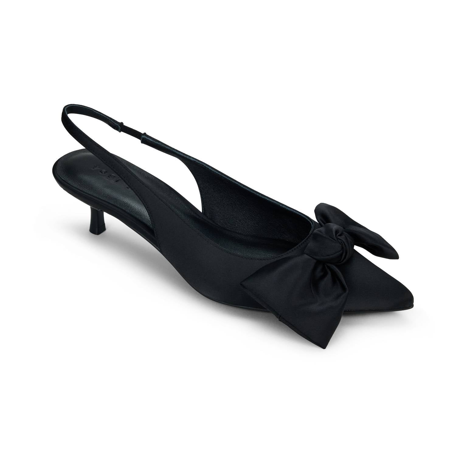 Elise Slingback in Black Satin