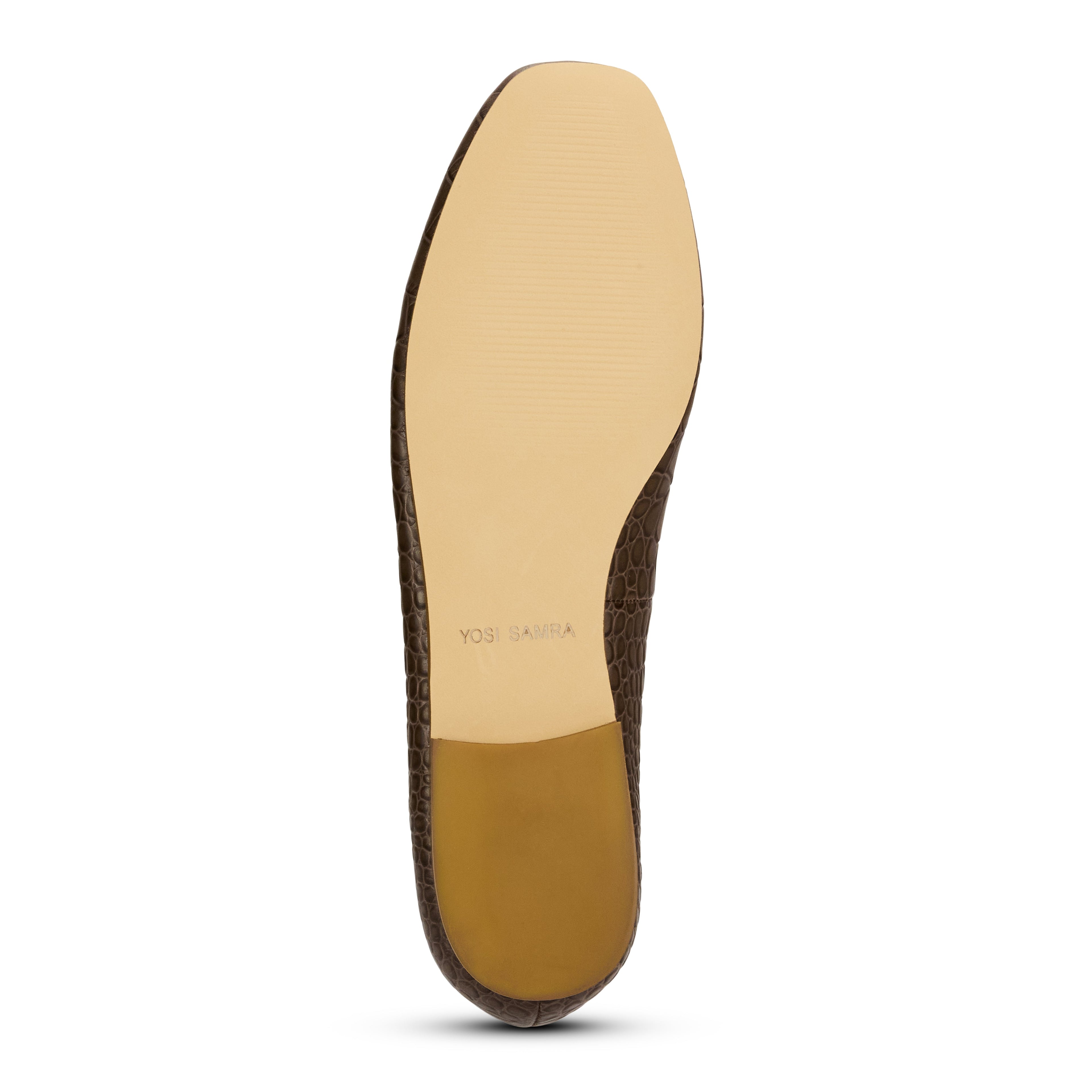 Emerson Ballet Flat in Chocolate Leather Croc - Yosi Samra  - Women's Flats
