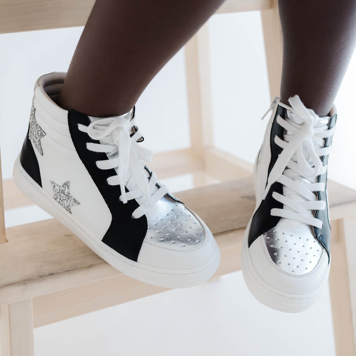 Miss Hannah Sneaker in Black & White - Kids - Yosi Samra  - Kids' Sneakers