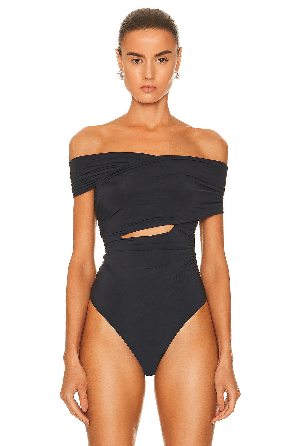 Black Jersey Cross Front Bodysuit