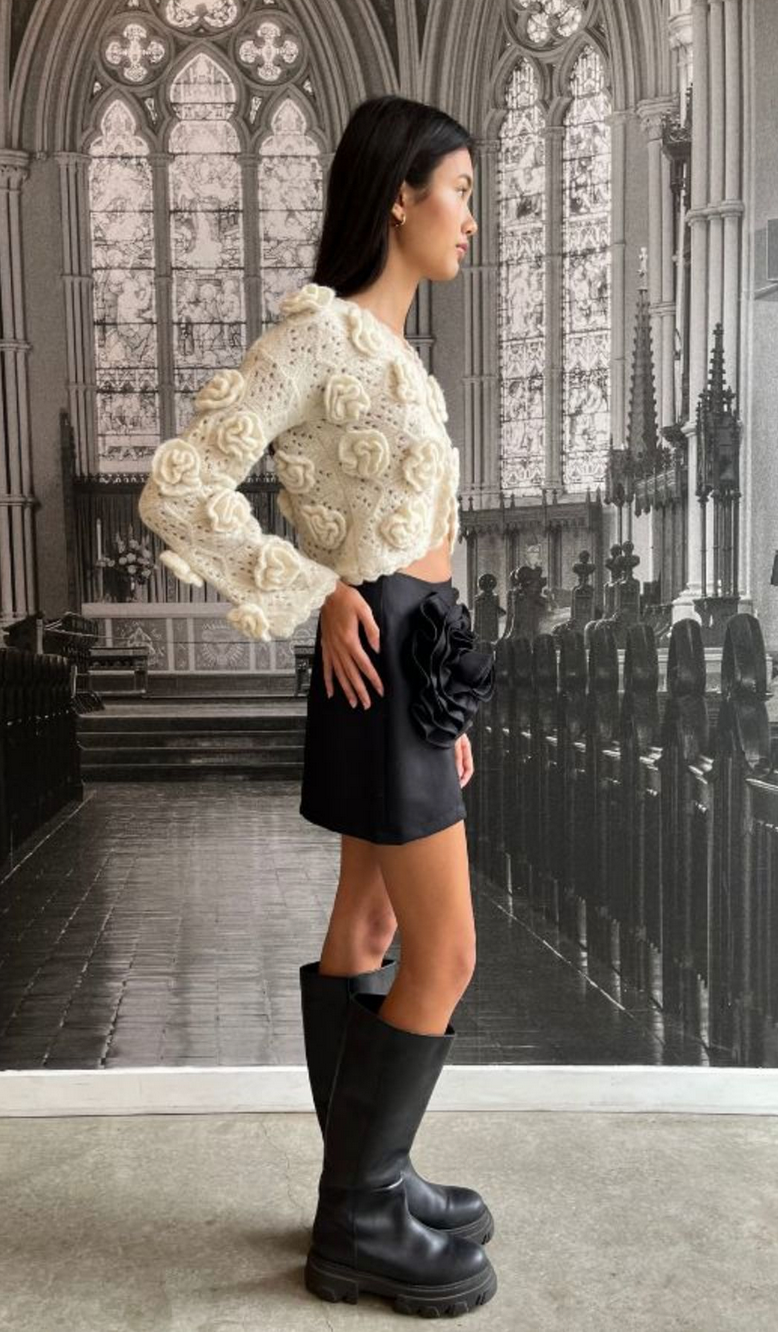 Fabrizia Wool Blend Mini Skirt | Black