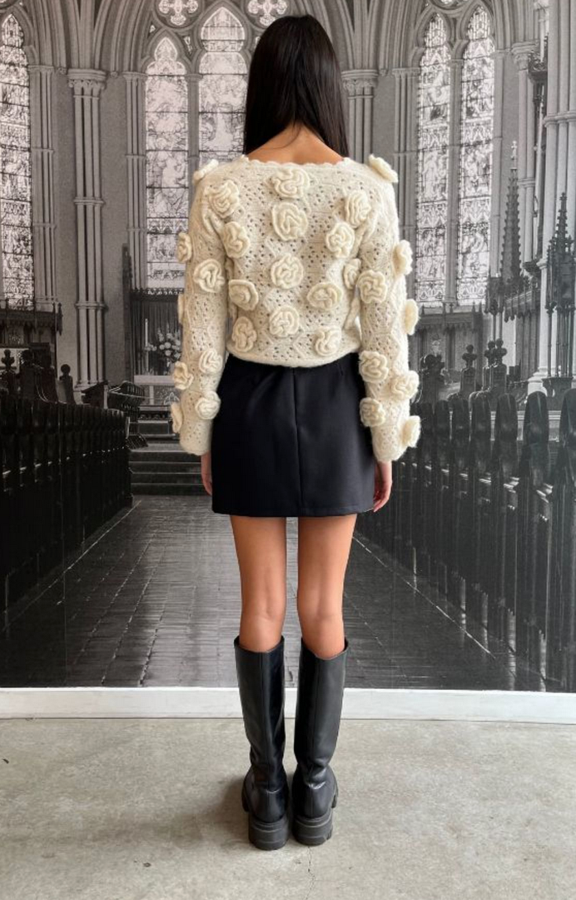 Fabrizia Wool Blend Mini Skirt | Black