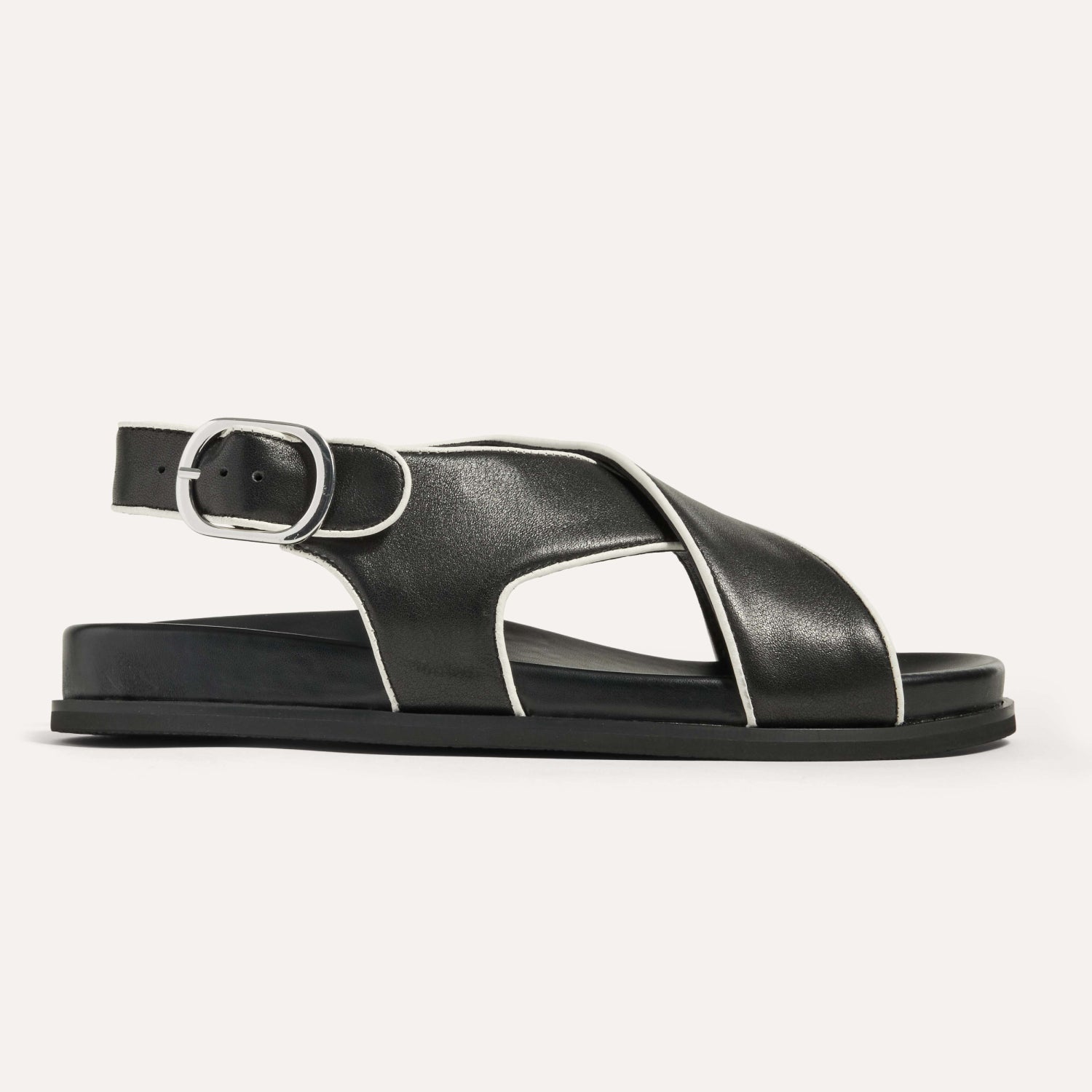 Gemma Cross Strap Sandal in Black Leather