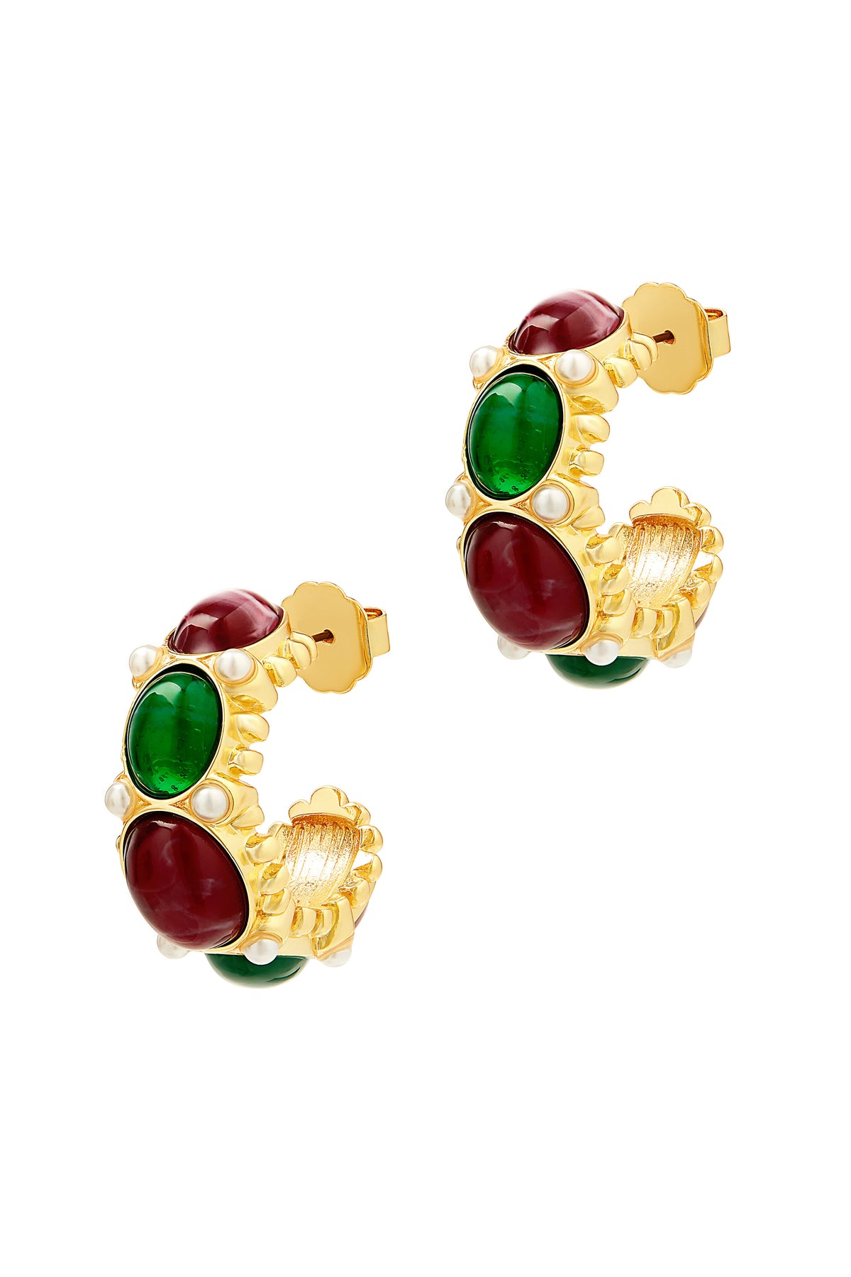 Golden Heart Crystal Drop Earrings