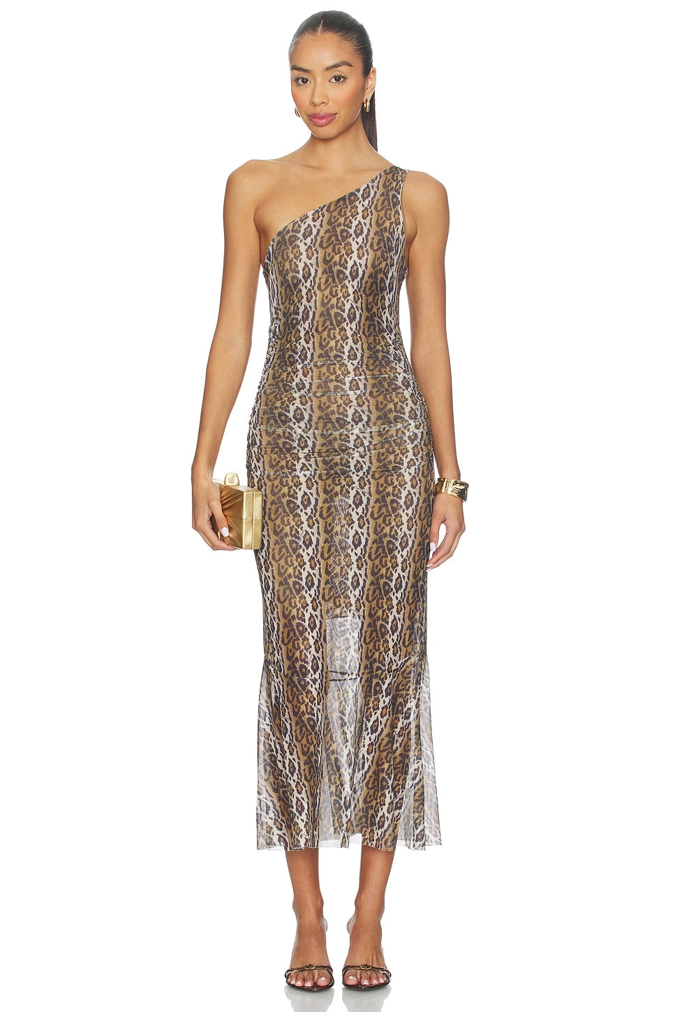 House Of Sunny Leopard Asymmetric Dress In Multi