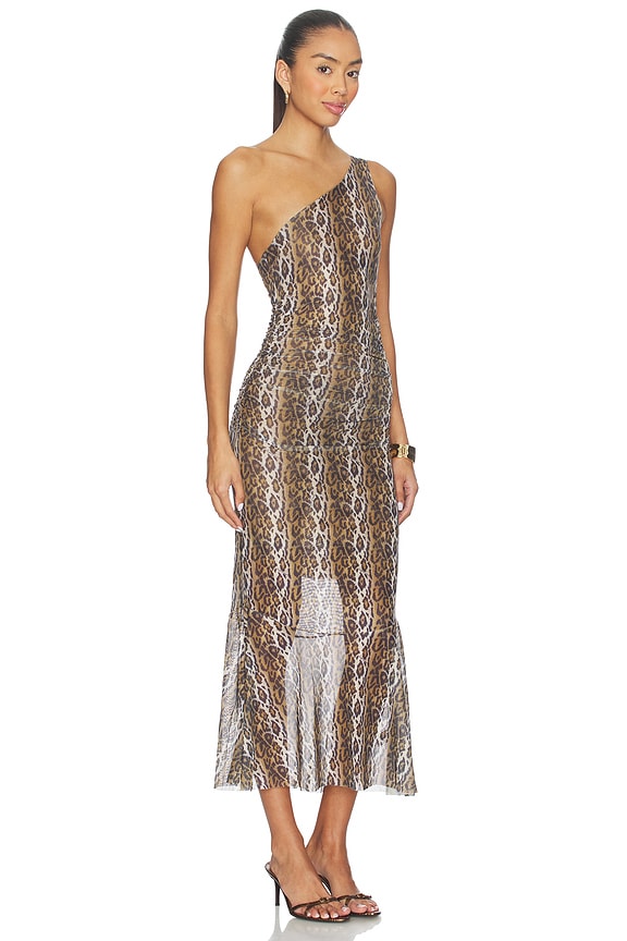 House Of Sunny Leopard Asymmetric Dress In Multi