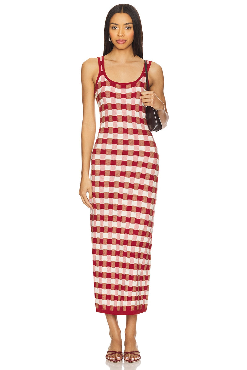 House Of Sunny Picnic Hockney Dress In Red Check