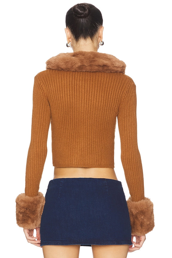 House Of Sunny Peggy Cardigan In Toffee