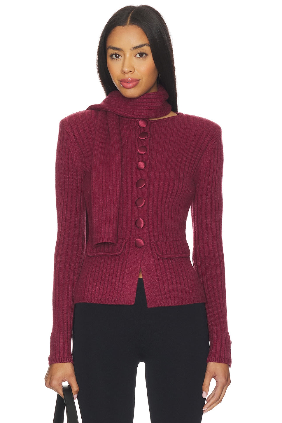 House Of Sunny Power Peggy Cardigan In Burgundy