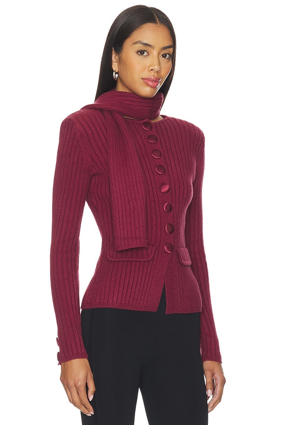 House Of Sunny Power Peggy Cardigan In Burgundy
