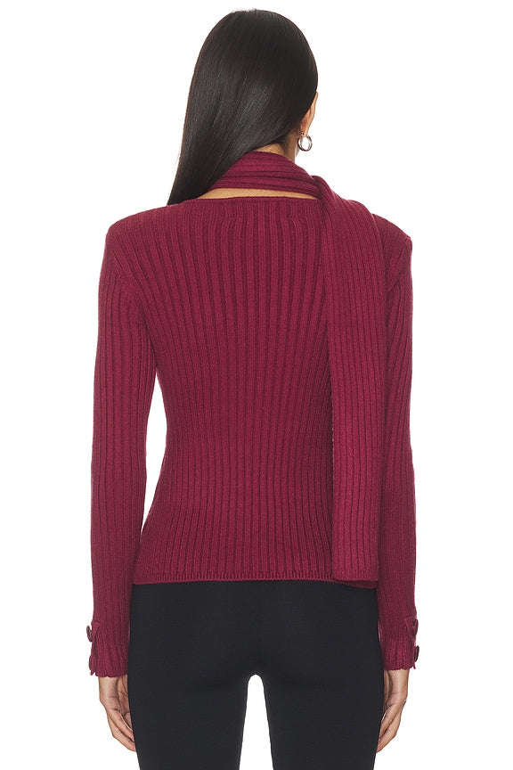 House Of Sunny Power Peggy Cardigan In Burgundy