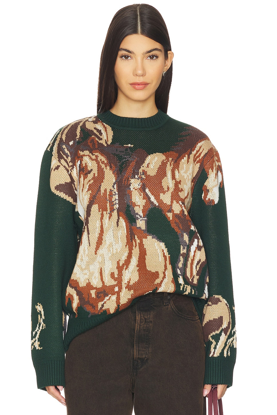 House Of Sunny Wild Horses Sweater In Emerald Green
