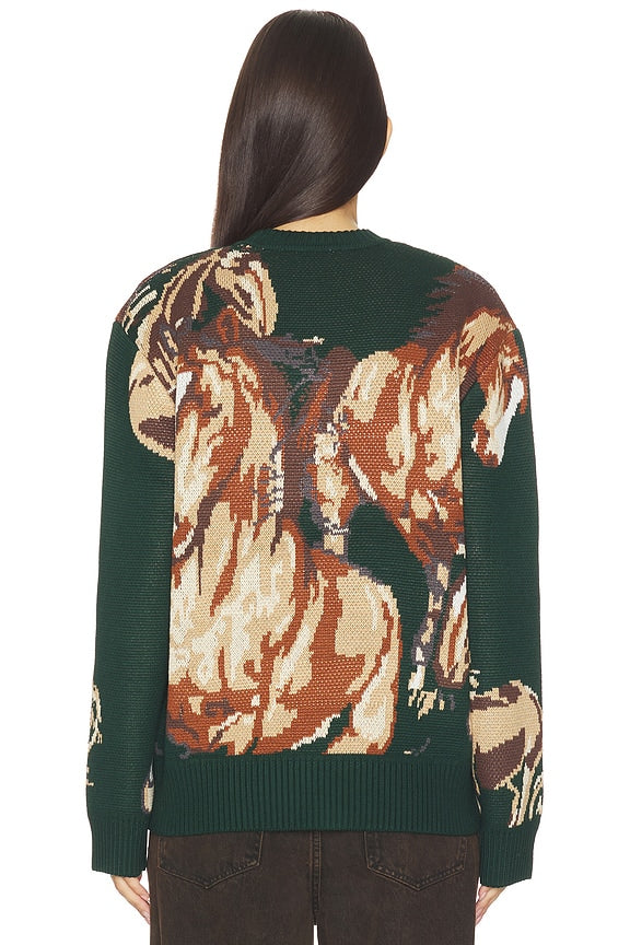 House Of Sunny Wild Horses Sweater In Emerald Green