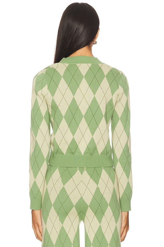 House Of Sunny Argyle Lounge Cardigan In Matcha