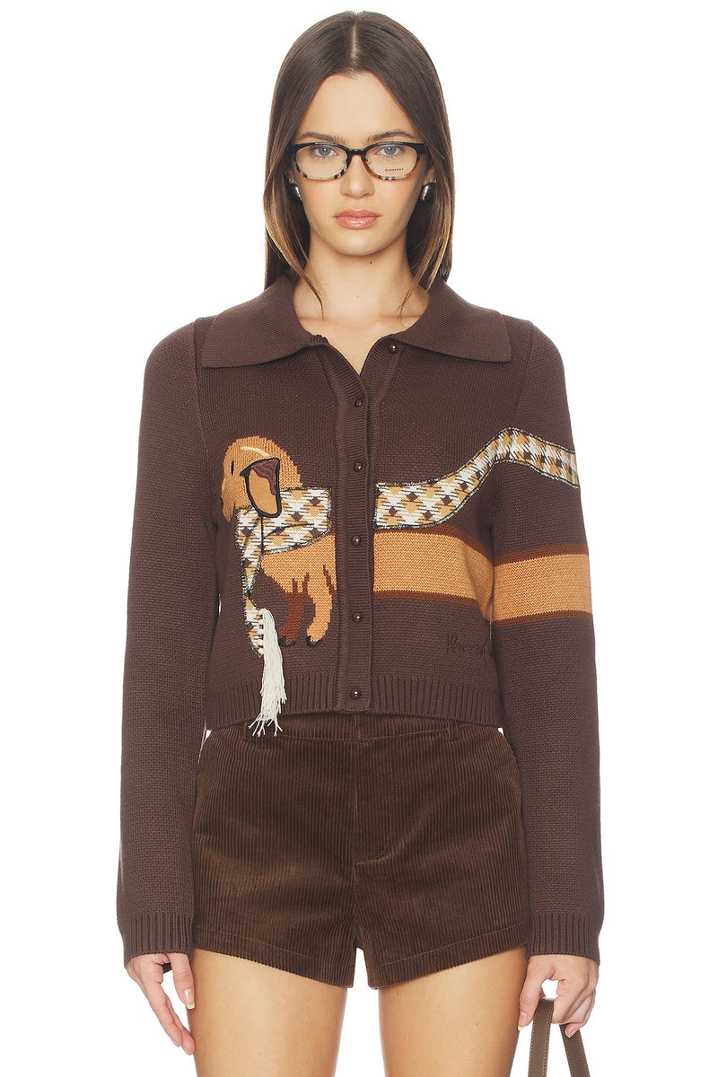 House Of Sunny Walk In The Park Tripper Cardigan In Tobacco