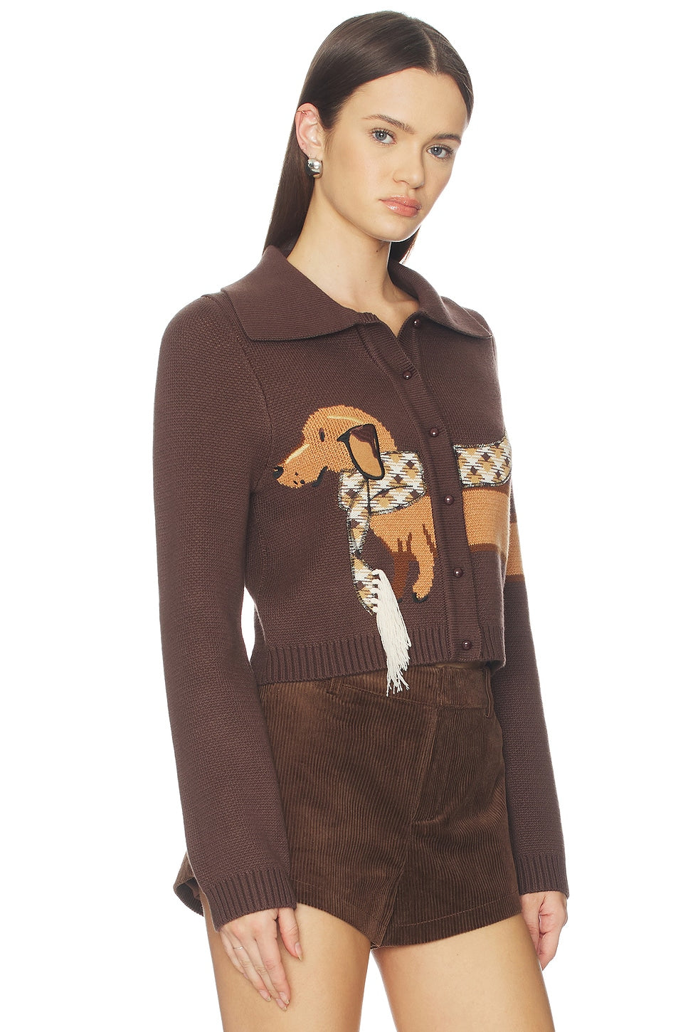 House Of Sunny Walk In The Park Tripper Cardigan In Tobacco