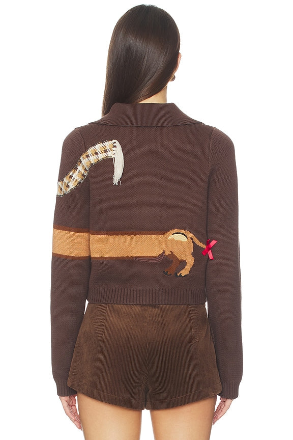 House Of Sunny Walk In The Park Tripper Cardigan In Tobacco