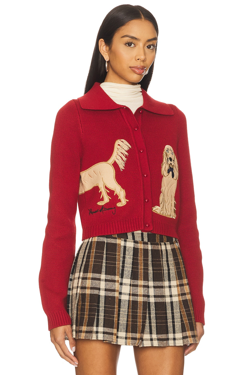 House Of Sunny The Lady Tripper Cardigan In Ruby Red