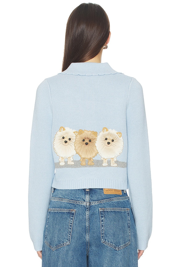 House Of Sunny Pom Pom Tripper Cardigan In Sky Blue