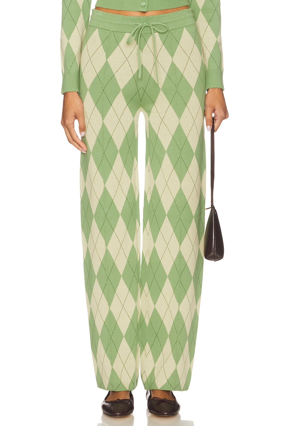 House Of Sunny Argyle Lounge Pant In Matcha