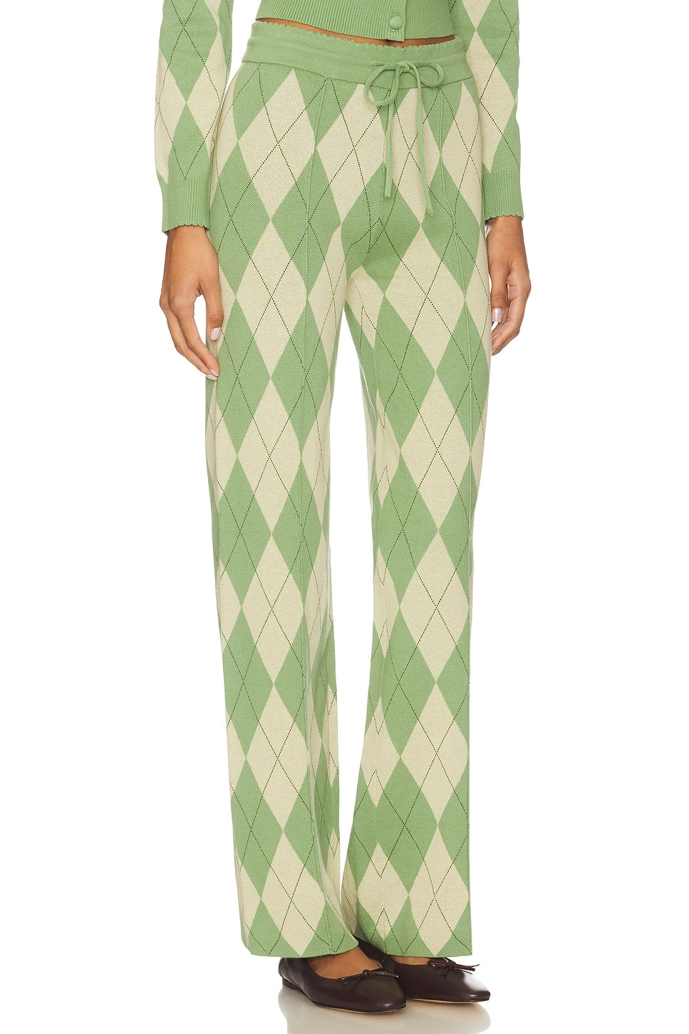 House Of Sunny Argyle Lounge Pant In Matcha