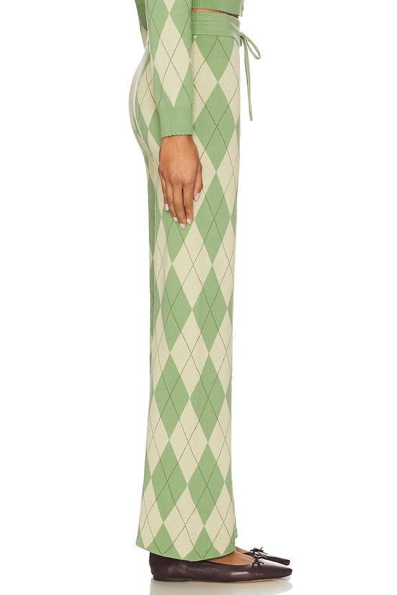 House Of Sunny Argyle Lounge Pant In Matcha