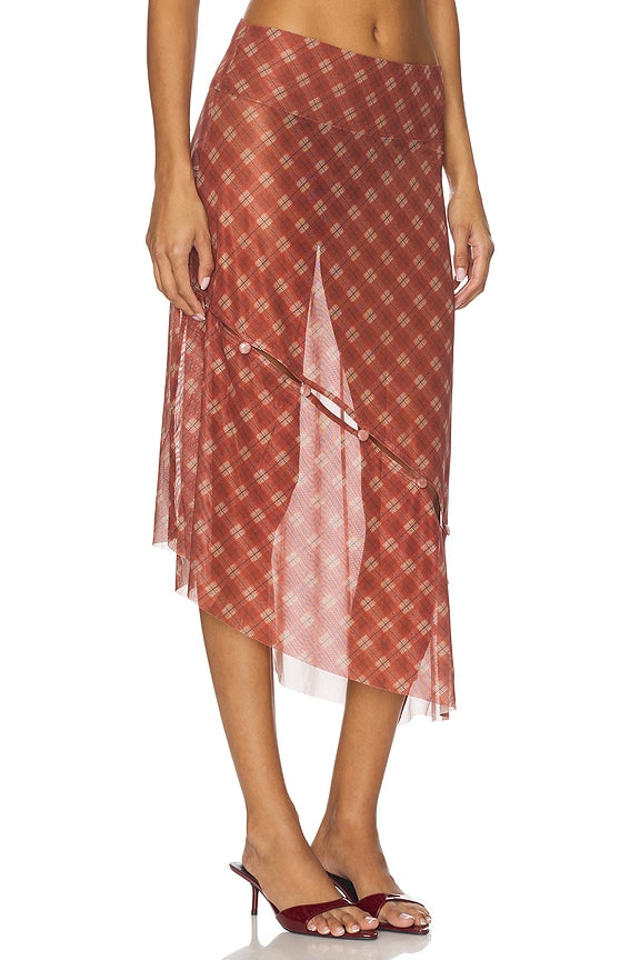 House Of Sunny Retro Check Mesh Skirt In Multi