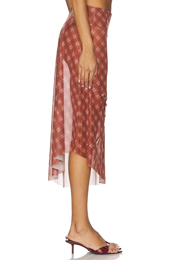 House Of Sunny Retro Check Mesh Skirt In Multi
