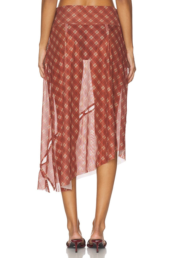 House Of Sunny Retro Check Mesh Skirt In Multi